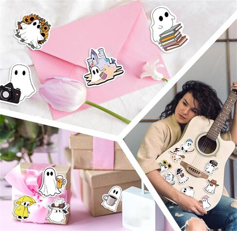 50pcs ملصقات عيد الهالوين الرجعية ، رهيبة قرع الملصقات الجمجمة القوطية على الطراز الفينيل مقاوم للماء الملصقات الحفلات ، والأطفال والشباب. in Kuwait