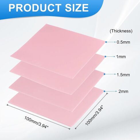 PATIKIL THERMAL PADS 100X100MM ， 0.5mm+1mm+1.5mm+2mm ، 8 pack silicone تبريد وسادة حرارية لـ CPU GPU IC PCI in Saudi Arabia