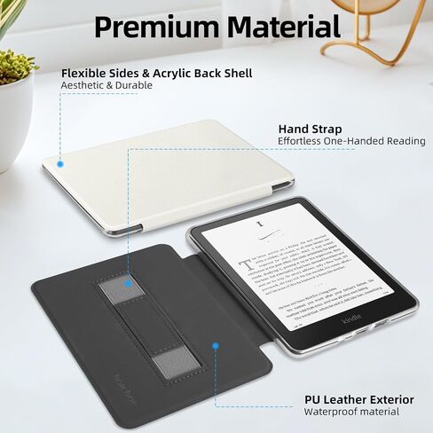 حافظة مع حزام يد لجهاز Kindle Paperwhite الجيل الثاني عشر 2024 مقاس 7 بوصات، وردي ساكورا in Kuwait