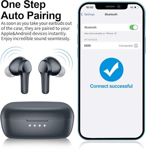 سماعات الأذن اللاسلكية ، سماعات الصوت العميقة الصوتية العميقة العميقة Hi-Fi STEREO HELD IPX8 PLUETOOTH 5.3 مع 4 ميكروفون in Kuwait