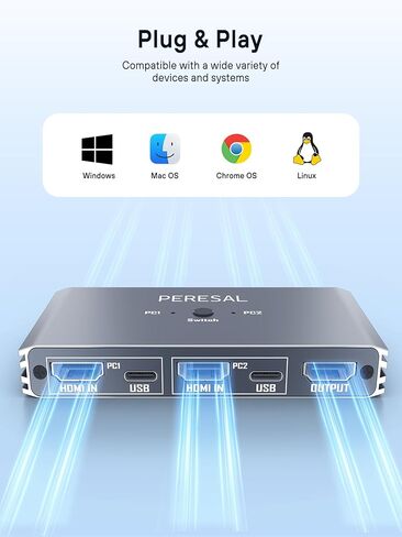 USB 3.0 KVM Switch ، KVM Switch 1 Switors 2 Computers ، Switch HDMI ، 4K@60Hz KVM Switchs for 2 Carching 1 Montern in Kuwait