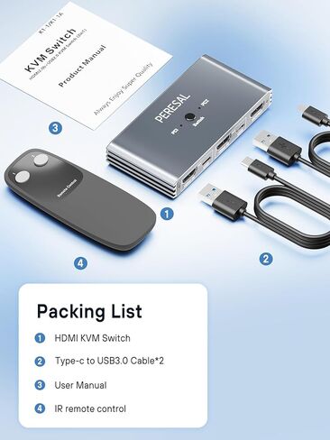 USB 3.0 KVM Switch ، KVM Switch 1 Switors 2 Computers ، Switch HDMI ، 4K@60Hz KVM Switchs for 2 Carching 1 Montern in Kuwait