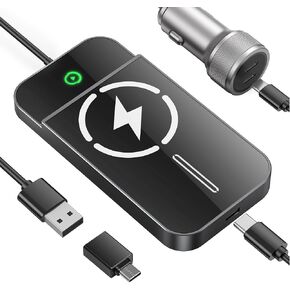 Wireless CarPlay Adapter with 15W Fast Wireless Charging – Wired to Wireless CarPlay Converter, 2025 Updated for iPhone & Android, Plug & Play, Ultra-Low Latency, 3X Fast Auto-Connect in Saudi Arabia