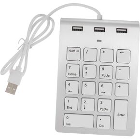 Homsfou Zinc Alloy USB Numeric Keypad 18 Keys Compact Numpad Hub لجهاز الكمبيوتر المحمول وأجهزة الكمبيوتر المكتبية تصميم الفضة للمحاسبة المالية ودخول البيانات in Kuwait