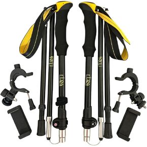 Folding Trekking Poles with Phone Mount Ultralight 7075 Aluminum, Foldable 5-Section Hiking Poles, Shock-Absorbing EVA Grip, Compact for Travel, Backpacking & Trail Walking in Saudi Arabia