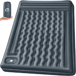 Double Sleeping Pad Camping, Self Inflating 6'' Extra-Thick 2 Person Pillow Built-in Foot Pump Waterproof Inflatable Sleeping Mat Backpacking, Tent, Hiking, Portable Camping Pad (Yellow Grey) in Saudi Arabia