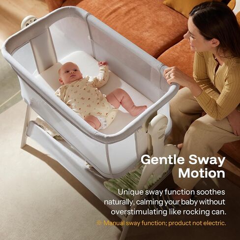 Harppa Cuddly Baby Bassinet Beder Sleeper ، 3 في 1 bassinet هزاز مع مرتبة وغطاء ناعم ، جوانب شبكية كاملة ، 5 ارتفاع قابل للتعديل مع عجلات للحديدين الجدد in Kuwait