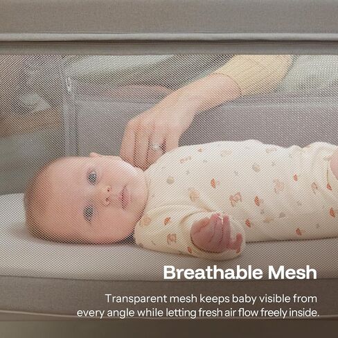 Harppa Cuddly Baby Bassinet Beder Sleeper ، 3 في 1 bassinet هزاز مع مرتبة وغطاء ناعم ، جوانب شبكية كاملة ، 5 ارتفاع قابل للتعديل مع عجلات للحديدين الجدد in Kuwait
