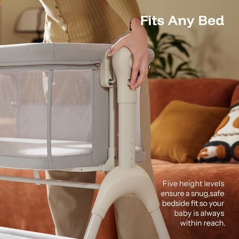 Harppa Cuddly Baby Bassinet Beder Sleeper ، 3 في 1 bassinet هزاز مع مرتبة وغطاء ناعم ، جوانب شبكية كاملة ، 5 ارتفاع قابل للتعديل مع عجلات للحديدين الجدد in Kuwait