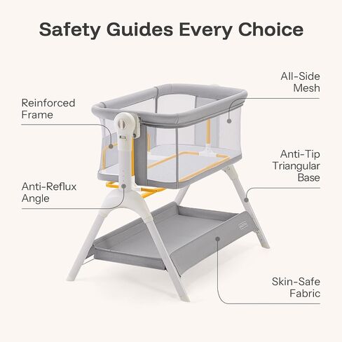 Harppa Cuddly Baby Bassinet Beder Sleeper ، 3 في 1 bassinet هزاز مع مرتبة وغطاء ناعم ، جوانب شبكية كاملة ، 5 ارتفاع قابل للتعديل مع عجلات للحديدين الجدد in Kuwait