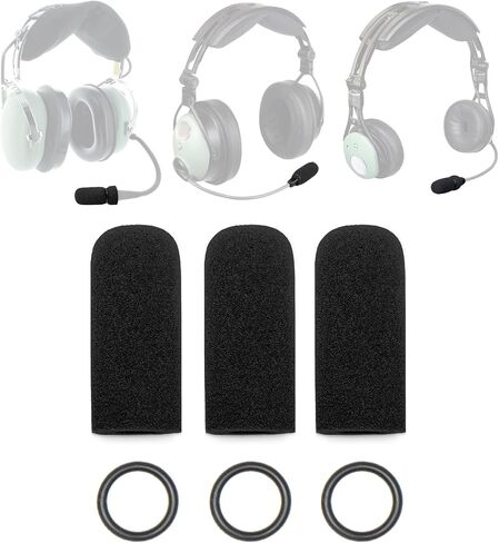 H10-13.4 غطاء MIC-متوافق مع David Clark H10-13.4 ، DC One-X ، Pro-X2 ، DC-PRO X ، H10 ، H20 Series Aviation Headsets & M-7/M-4/M-5/M-77/DC-87 Microphones-3 أغطية رغوة + 3 O Rings Rings in Saudi Arabia