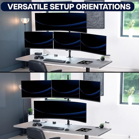 VIVO Quad Monitor Extra Tall Desk Mount for up to 49 inch Ultrawides on Top Bracket and 27 inch Screens on Lower Brackets, Holds up to 44 lbs, Black, STAND-V104T in Saudi Arabia