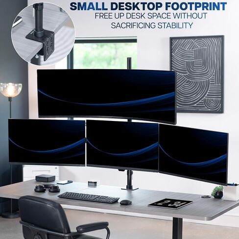VIVO Quad Monitor Extra Tall Desk Mount for up to 49 inch Ultrawides on Top Bracket and 27 inch Screens on Lower Brackets, Holds up to 44 lbs, Black, STAND-V104T in Saudi Arabia
