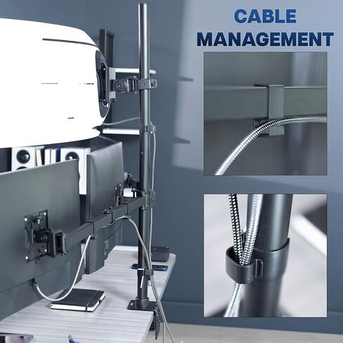 VIVO Quad Monitor Extra Tall Desk Mount for up to 49 inch Ultrawides on Top Bracket and 27 inch Screens on Lower Brackets, Holds up to 44 lbs, Black, STAND-V104T in Saudi Arabia