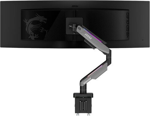 MSI MPG MT201R V2 - Premium RGB Single Monitor Stand Arm, Supports 17-49" Screens and 44 lbs, VESA Compatible, Adjustable Heavy Duty Gas Spring Mount, Clamp & Grommet, Quick Release Plate - Gray in Saudi Arabia