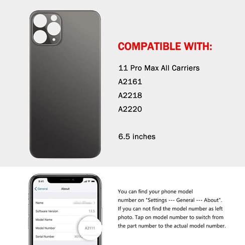 Back Screen Rear Glass Cover Replacement Compatible with iPhone 11 Pro Max 6.5 Inches All Carriers (Matte Space Gray) in Saudi Arabia