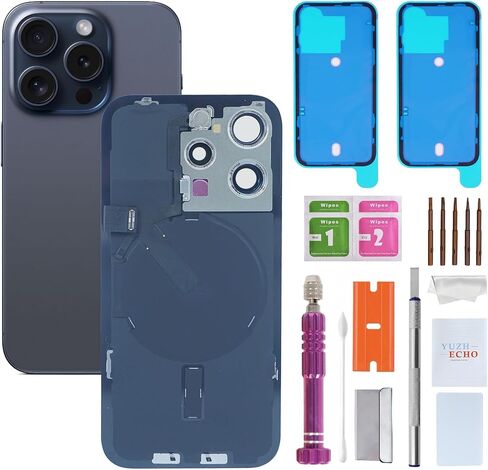 يتم تضمين استبدال الزجاج الخلفي لأجهزة iPhone 15 Pro (6.1 بوصة ، أسود التيتانيوم) أدوات إصلاح الشحن الزجاجية واللاسلكية المتكاملة in Kuwait