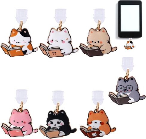 7pcs Cat Dust Slug Scarms for Kindle ، Cover USB C Port Cover Cover Cover Cap Protector و Decorating Accessories Charm for e-Readers Women Tethings Cat Lover Gifts in Saudi Arabia