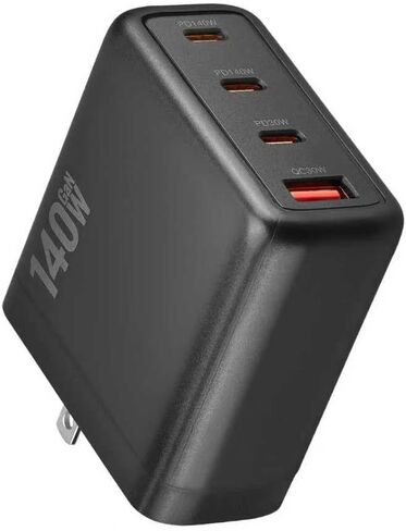 140W USB C Charger, 4-Port Foldable Compact Fast Laptop Charger Power Adapter, Advanced GaN Wall Charger, Compatible for MacBook Pro/Air, iPad Pro, iPhone 16, Galaxy S25, Steam Deck, and More (White) in Saudi Arabia