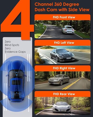4 قناة 360 عرض Dash Cam الأمامي والخلف داخل الكاميرا للسيارات ، وضع وقوف السيارات Radar 24H ملليمتر ، و WIFI على نطاق واسع ، GPS ، الرؤية الليلية ، شاشة 3.18 بوصة ، 170 زاوية واسعة ، WDR ، بطاقة 128G in Kuwait