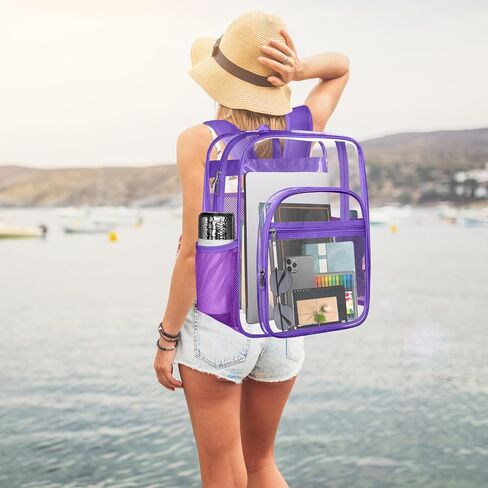 Clear Backpack,Sturdy Shape Heavy Duty Large Clear Backpack,Transparent Casual Backpacks,for Stadium,Work, Travel (C-Clear) in Kuwait