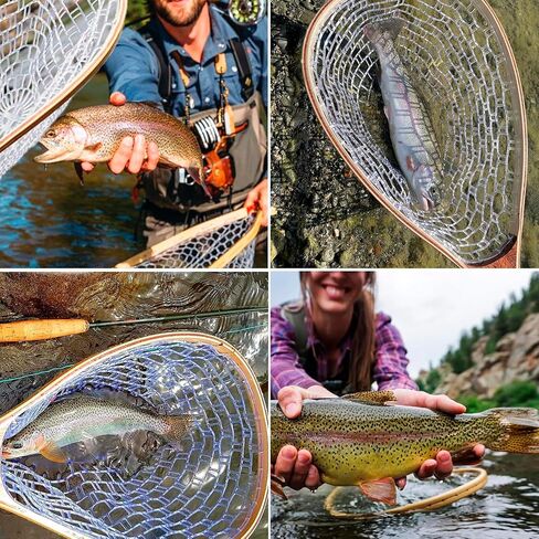 Wooden Fishing Nets - Rubber Fishingnets, Fly Fishing Dipnets, Fishing Nets with Handles in Kuwait
