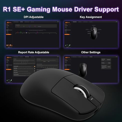 R1 SE+ Mouse Wireless Gaming Mouse ، 18000 DPI ، مستشعر PAW3395 SE عالي الدقة ، 55 جرام خفيفة الوزن ، MODE-MODE 2.4G/BT5.0/USB-C ، الفئران المبرمجة المبرمجة مناسبة لأجهزة الكمبيوتر المحمولة/MAC (White) in Kuwait