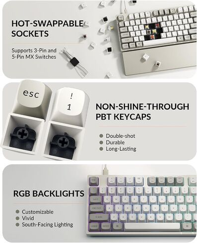 Keychron C2 Pro Wired Mechanical Keyboard with 8K Hz Polling Rate, Full Size Custom RGB Backlit Hot-Swappable, Non-Shine Through PBT Keycaps Compatible with Mac Windows Linux in Saudi Arabia