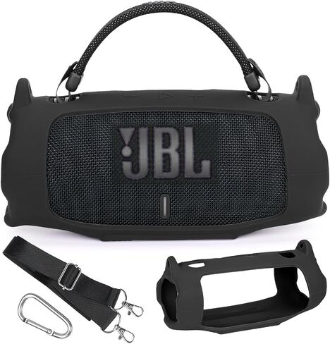 Silicone Cover Case Compatible with Charge 6 Portable Bluetooth Speaker, Portable Protective Travel Case with Shoulder Strap and Carabiner for Charge 6 Wireless Speaker Accessories（Black） in Kuwait