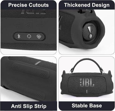 Silicone Cover Case Compatible with Charge 6 Portable Bluetooth Speaker, Portable Protective Travel Case with Shoulder Strap and Carabiner for Charge 6 Wireless Speaker Accessories（Black） in Kuwait