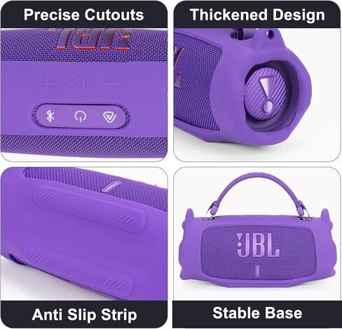 علبة تغطية السيليكون متوافقة مع شحن 6 مكبر صوت محمول ، حقيبة سفر واقية محمولة مع حزام الكتف و Carabiner مقابل شحن 6 ملحقات مكبرات الصوت اللاسلكية （أسود） in Kuwait