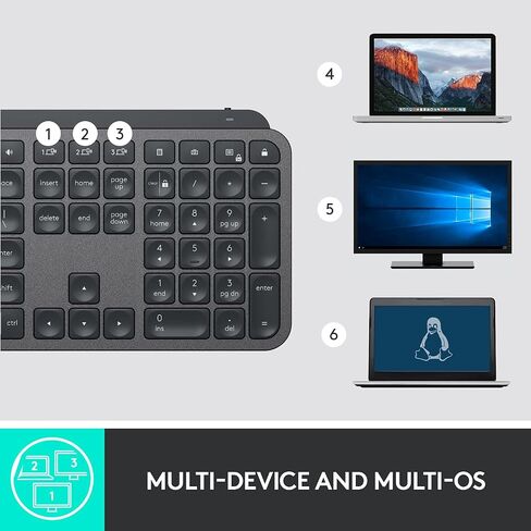 Logitech MX Keys for Business Wireless Illuminated Keyboard - Graphite | Quiet Perfect-Stroke keys, Multi-Device & Multi-OS, globally certified, Windows/Mac/Chrome/Linux, Logi Bolt technology, USB-C in Saudi Arabia