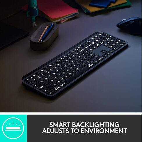 Logitech MX Keys for Business Wireless Illuminated Keyboard - Graphite | Quiet Perfect-Stroke keys, Multi-Device & Multi-OS, globally certified, Windows/Mac/Chrome/Linux, Logi Bolt technology, USB-C in Saudi Arabia