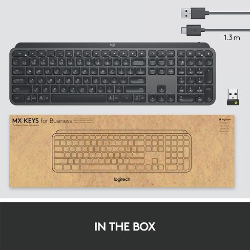 Logitech MX Keys for Business Wireless Illuminated Keyboard - Graphite | Quiet Perfect-Stroke keys, Multi-Device & Multi-OS, globally certified, Windows/Mac/Chrome/Linux, Logi Bolt technology, USB-C in Saudi Arabia