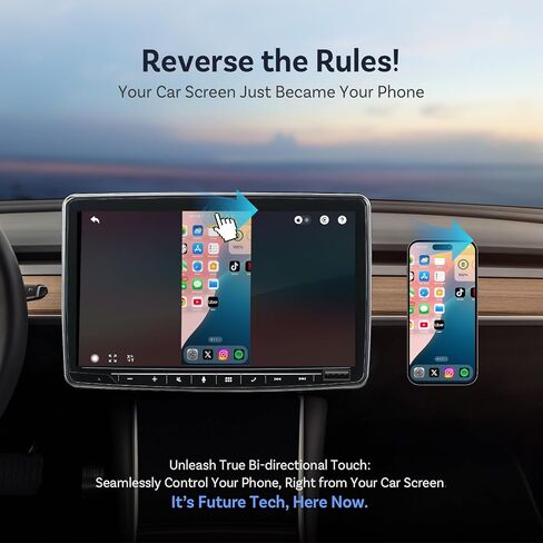 Ottocast Mirror Touch ، 3 في 1 شاشة متطابقة محول للسيارة مع محول Carplay اللاسلكي ، Wach Video على شاشة السيارة من هاتف iPhone 15+ و Android مع DP ، لسيارات CarPlay السلكية OEM (2016+) in Kuwait