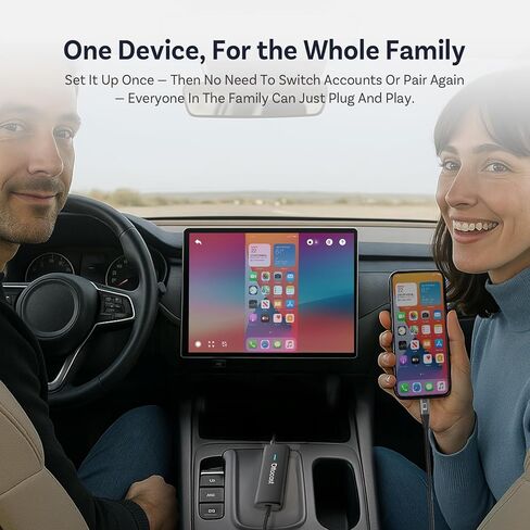 Ottocast Mirror Touch ، 3 في 1 شاشة متطابقة محول للسيارة مع محول Carplay اللاسلكي ، Wach Video على شاشة السيارة من هاتف iPhone 15+ و Android مع DP ، لسيارات CarPlay السلكية OEM (2016+) in Kuwait