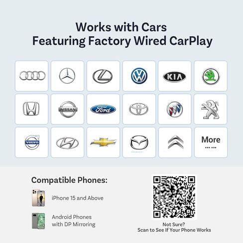 Ottocast Mirror Touch ، 3 في 1 شاشة متطابقة محول للسيارة مع محول Carplay اللاسلكي ، Wach Video على شاشة السيارة من هاتف iPhone 15+ و Android مع DP ، لسيارات CarPlay السلكية OEM (2016+) in Kuwait