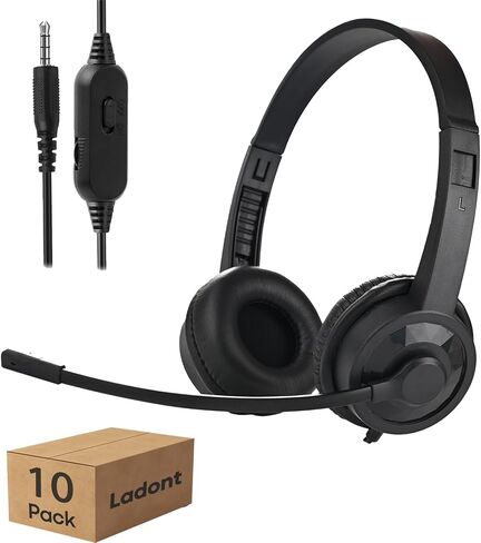 Kids Headphones with Microphone for Classroom School (20 Pack), 6ft Ultra-Long Line, Durable Headset, 3.5mm Wired Headset with Mic for Computer Laptop PC in Kuwait