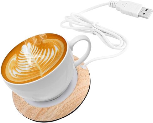USB Coffee Mug Warmer و Coffee Cucfe Warmer 5V USB ، لمعظم فنجان الفولاذ المقاوم للصدأ ، زجاجة تغذية ، خزف ، خشب الجوز الزجاجي والمعادن ، القدح جهاز الكمبيوتر الخاص بك ، سطح المكتب ، (حبة الجوز الخفيفة) in Kuwait