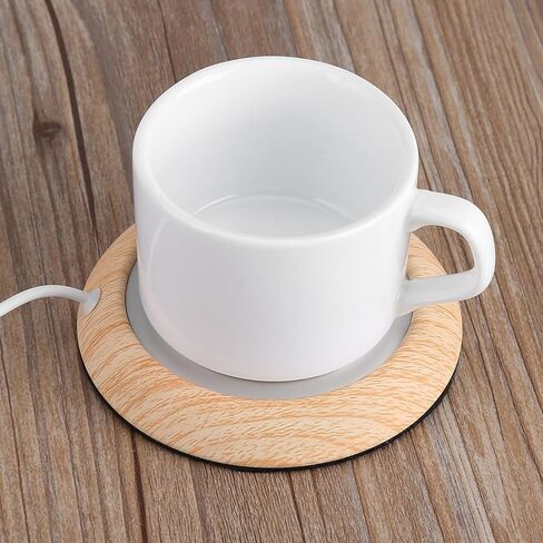 USB Coffee Mug Warmer و Coffee Cucfe Warmer 5V USB ، لمعظم فنجان الفولاذ المقاوم للصدأ ، زجاجة تغذية ، خزف ، خشب الجوز الزجاجي والمعادن ، القدح جهاز الكمبيوتر الخاص بك ، سطح المكتب ، (حبة الجوز الخفيفة) in Kuwait