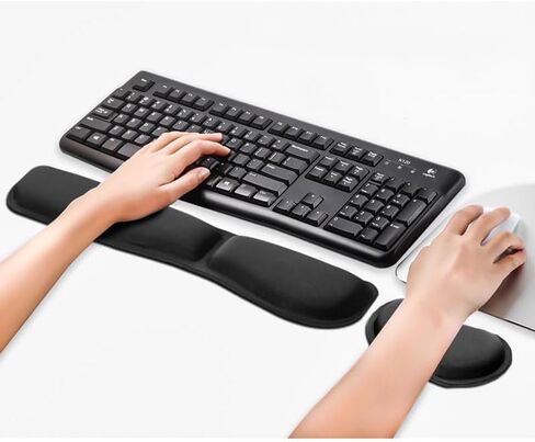 2Piece Wrist Rest for Computer Keyboard and Mouse, Thick Memory Foam Mouse Keyboard Wrist Rest Pads for Hand and Arm Support, Suitable for Office Gaming, Ergonomic Design and Non-Slip Backing, Black in Saudi Arabia