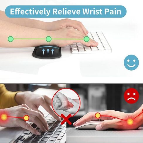 2Piece Wrist Rest for Computer Keyboard and Mouse, Thick Memory Foam Mouse Keyboard Wrist Rest Pads for Hand and Arm Support, Suitable for Office Gaming, Ergonomic Design and Non-Slip Backing, Black in Saudi Arabia
