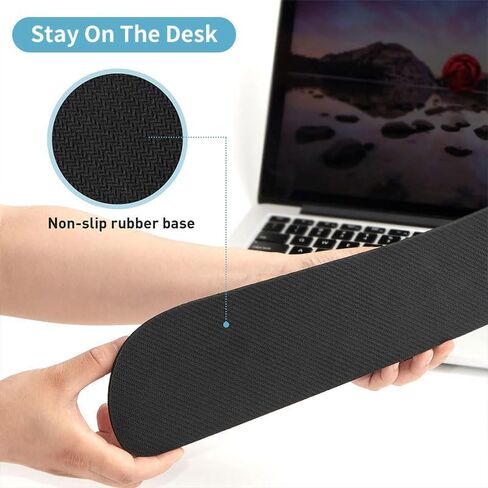 2Piece Wrist Rest for Computer Keyboard and Mouse, Thick Memory Foam Mouse Keyboard Wrist Rest Pads for Hand and Arm Support, Suitable for Office Gaming, Ergonomic Design and Non-Slip Backing, Black in Saudi Arabia