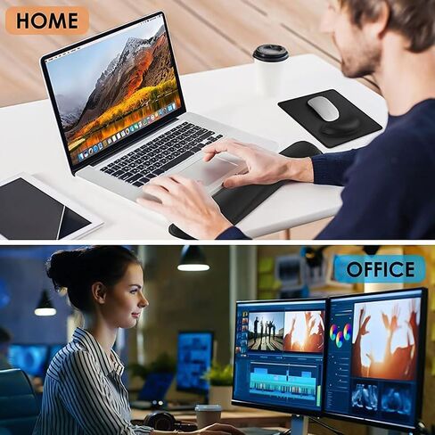 2Piece Wrist Rest for Computer Keyboard and Mouse, Thick Memory Foam Mouse Keyboard Wrist Rest Pads for Hand and Arm Support, Suitable for Office Gaming, Ergonomic Design and Non-Slip Backing, Black in Saudi Arabia
