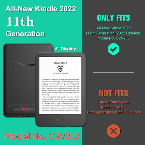 Fintie Case for 6" Kindle 11th Generation 2024/2022 - Black Slim Lightweight Premium PU Leather Cover + Starry Sky Sleeve Stand Cover with Card Slot & Hand Strap, with Auto Sleep/Wake in Saudi Arabia