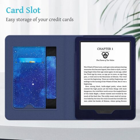Fintie Case for 6" Kindle 11th Generation 2024/2022 - Black Slim Lightweight Premium PU Leather Cover + Starry Sky Sleeve Stand Cover with Card Slot & Hand Strap, with Auto Sleep/Wake in Saudi Arabia