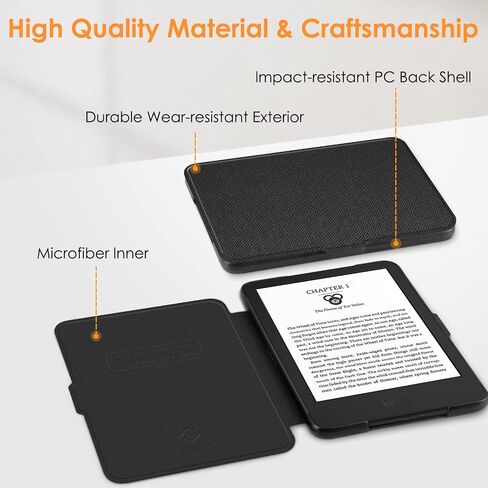 Fintie Case for 6" Kindle 11th Generation 2024/2022 - Black Slim Lightweight Premium PU Leather Cover + Starry Sky Sleeve Stand Cover with Card Slot & Hand Strap, with Auto Sleep/Wake in Saudi Arabia