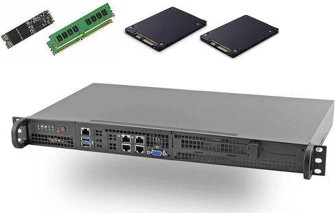 Supermicro 5019D-FTN4 AMD Epyc 3251 8-Core Embedded 1U Front I/O Rackmount w/Quad GbE LAN, IPMI Server SYS-5019D-FTN4 w/Optional Free RAID Configuration (64GB RAM, 512GB M.2, 3.84TB SSD x2) in Saudi Arabia