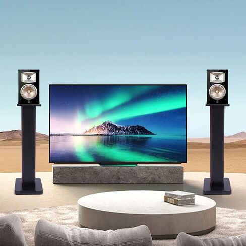 Universal Speaker Stands Pair for Surround Sound, 28" Floor Speaker Stands Bookshelf Speaker Stand Up to 30LBS for Home Theater (Black Walnut) in Saudi Arabia