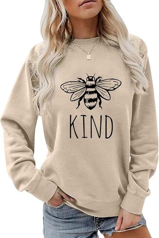 YITAN Women Graphic Drop Shoulder Sweatshirts Loose kind Sweaters in Kuwait